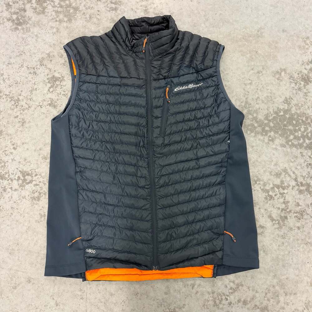 Eddie Bauer First Ascent EB800 Down Vest Men's Large Black Orange
